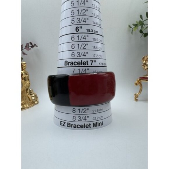 Vintage Retro 2 Tone LUCITE Bangle Red & Black- Chunky Lucite - Picture 9 of 10